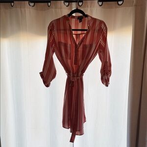 Justify Coral Striped Midi Dress